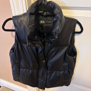 leather puffer vest ZARA